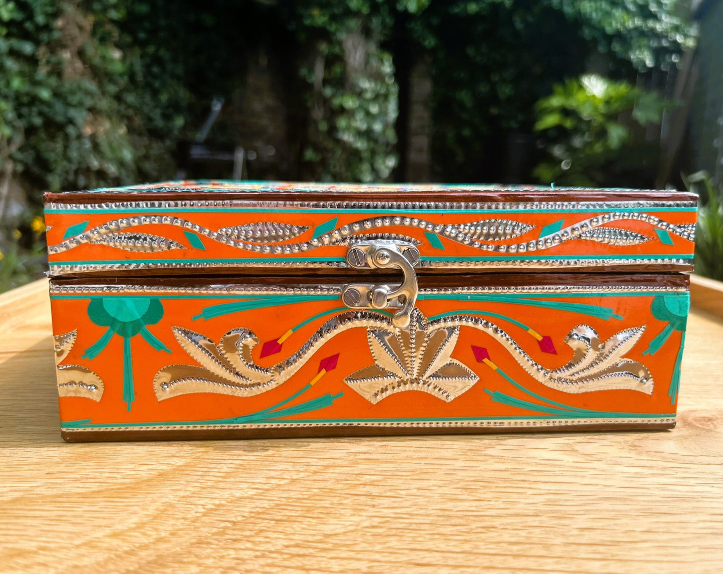 Handmade Chamakpatti Jewelry Box (Orange) - Truck'r