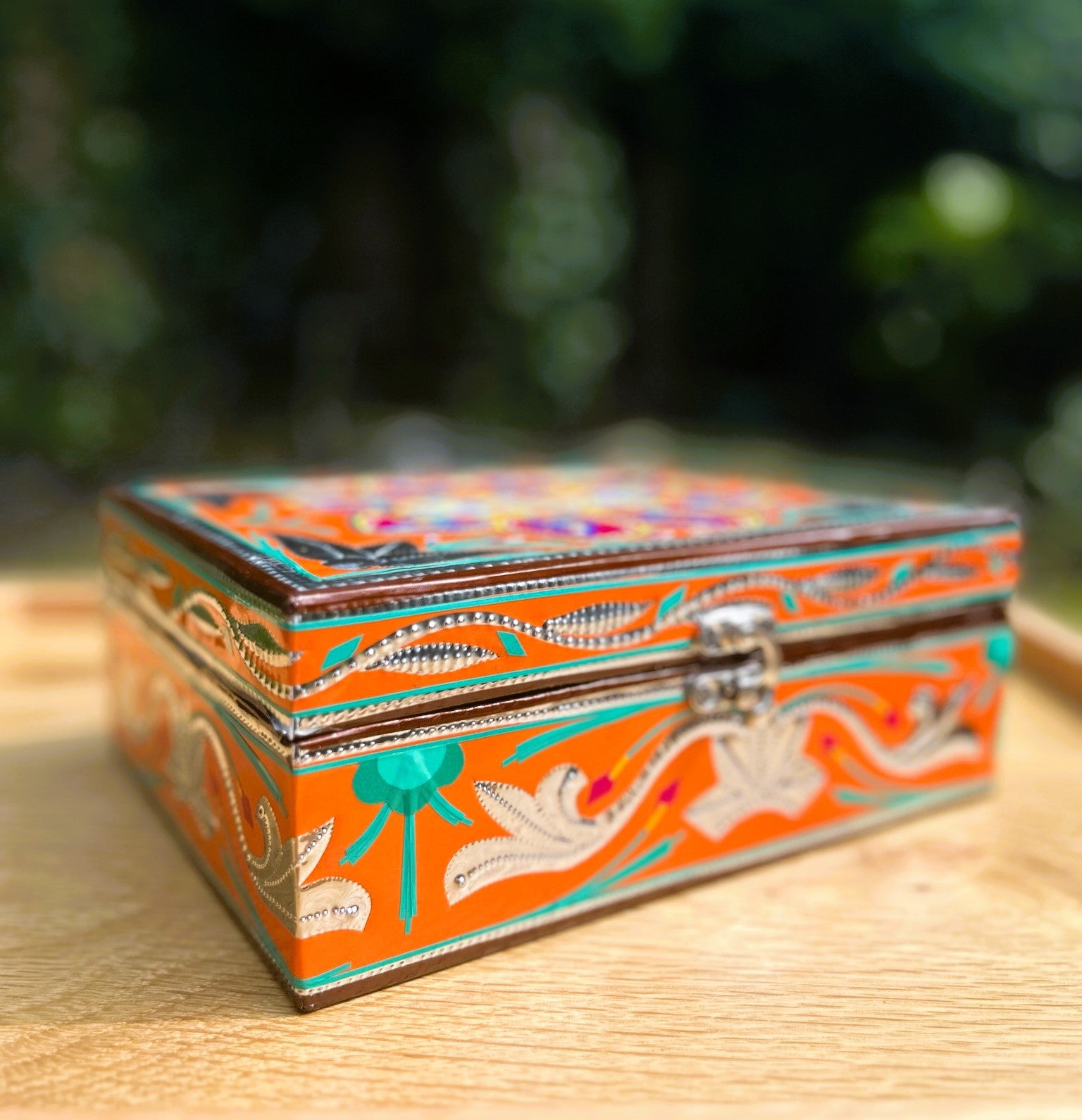 Handmade Chamakpatti Jewelry Box (Orange) - Truck'r